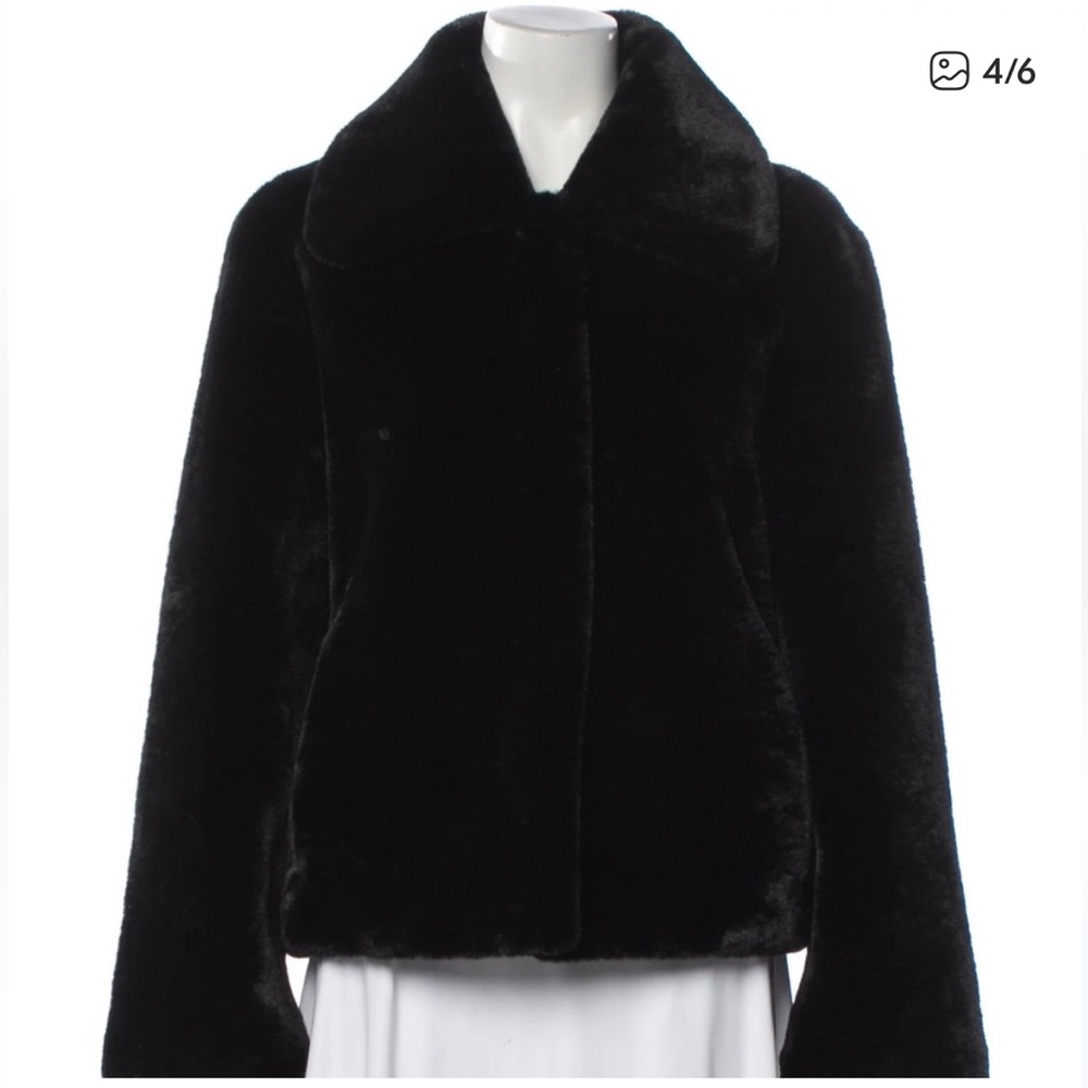 Apparis Croppd Black Faux Fur Teddy Coat